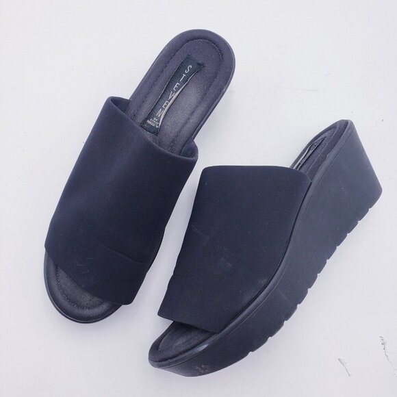 Vintage 90s Y2K Steve Madden Slinky Black Chunky Platform Sandals